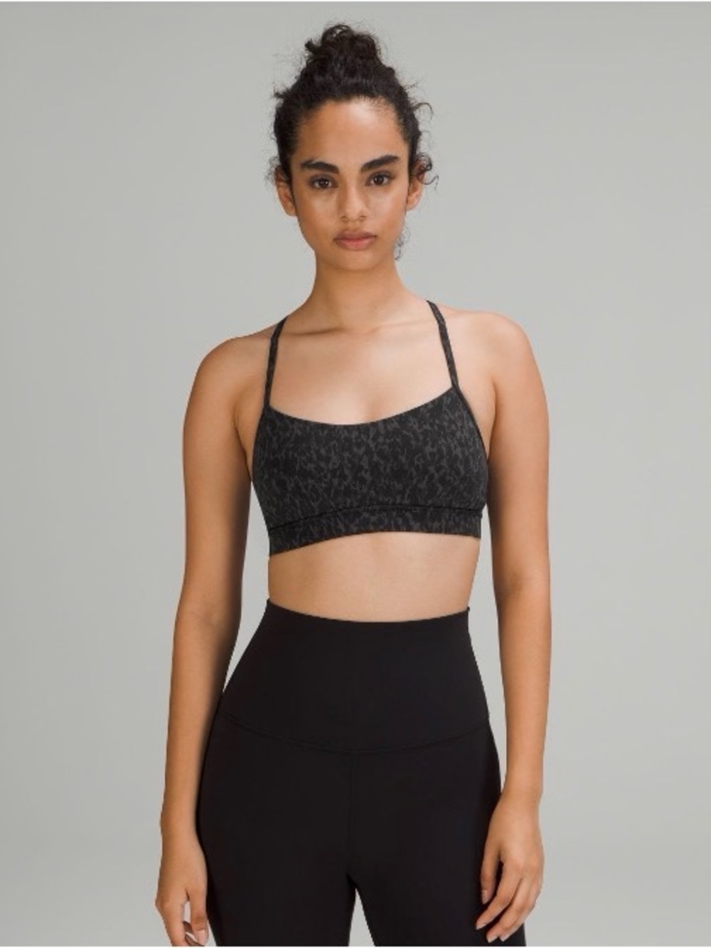 Lululemon Flow Y Nulu Bra in Leopard Camo Deep Coal